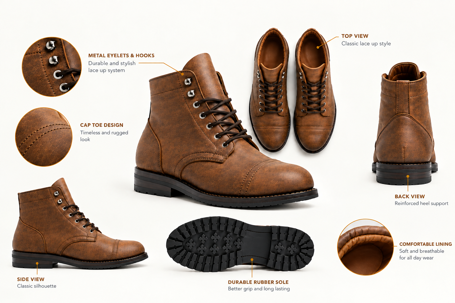 Heritage Captain Classic Lace Up Ankle Boots